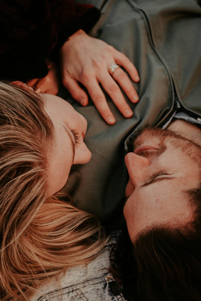 Couple embracing closely